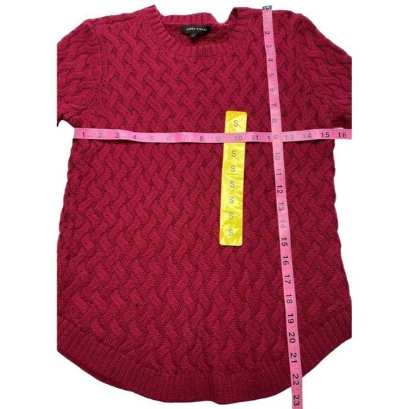 Jeanne Pierre Sweater Top Women's SMALL Dark‎ Red Cable Knit Crewneck Cotton NEW - Picture 5 of 9